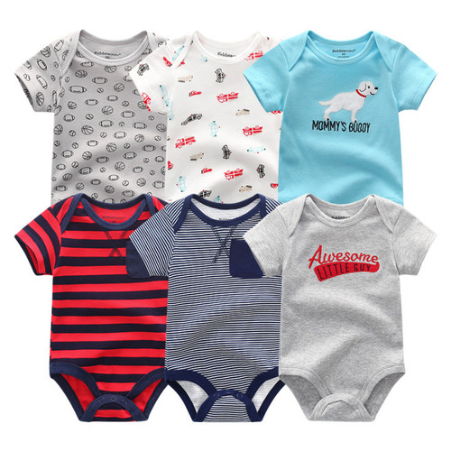 Baby jumpsuit, pure cotton crawling suit, breathable baby clothes, air-conditioned clothes, short-sleeved newborn clothes, six-piece set