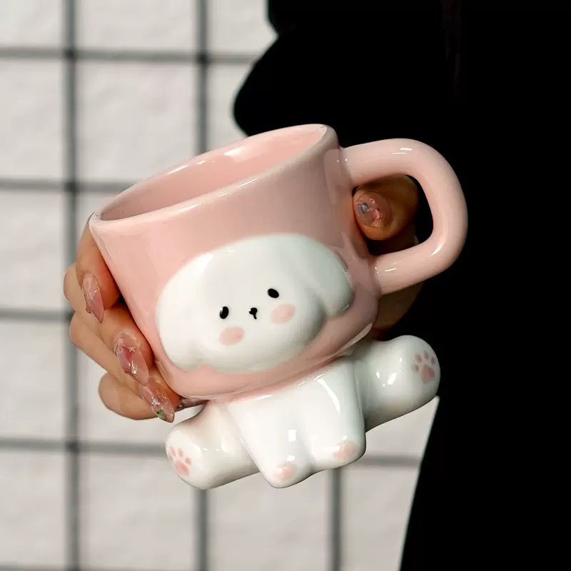 奶fufu情侣陶瓷杯子设计感马克杯釉下彩喝水杯子礼物高颜值咖啡杯