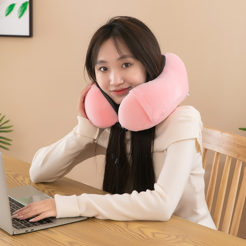 Almohada en forma de U de negocios, almohada para el almuerzo de oficina, viaje de negocios, almohada para el cuello de rebote lento, almohada en forma de U de espuma con memoria de joroba