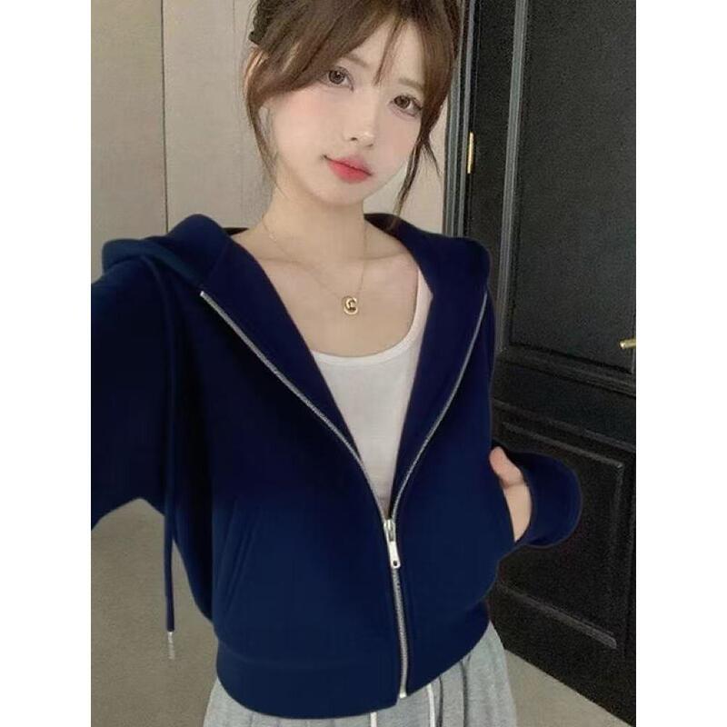Short Sweatshirt Jacket for Women, Autumn 2026 New Style, Small Size Zip-Up Cardigan, Loose Casual Korean Style Women's Clothing Short Sweatshirt Jacket for Women, Autumn 2026 New Style, Small Size Zip-Up Cardigan, Loose Casual Korean Style Women's Clothing