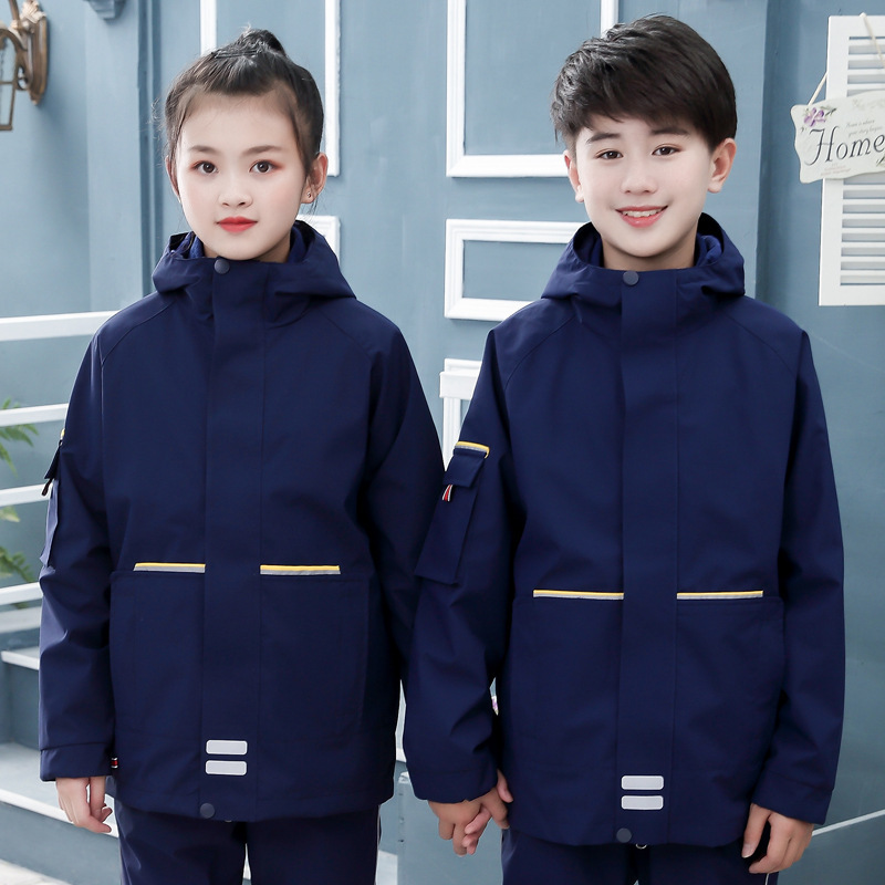 Jackets for Men and Women, Children's Clothing, Windproof and Waterproof Fabric, Three-In-One 0.05kg Piece Set, Printable, Primary and Secondary School Uniforms