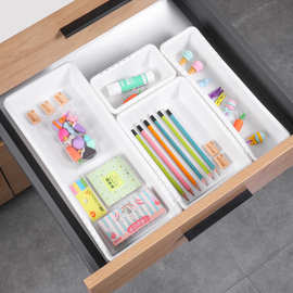 伸缩分类收纳盒抽屉杂物整理盒餐具文具组合置物盒分装归类储物盒