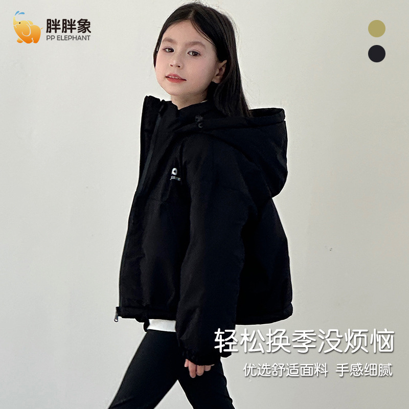 2025新款儿童棉服冲锋衣外套户外夹克男女童工装防风加厚夹棉短款|undefined