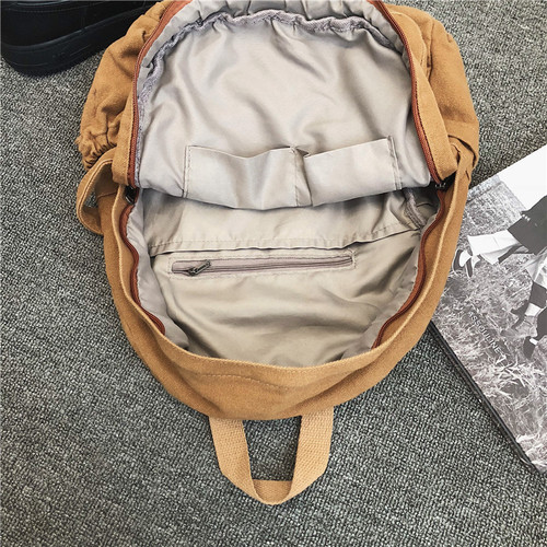 School bag female ins Hong Kong style retro old college student backpack female European and American fashion washed canvas backpack