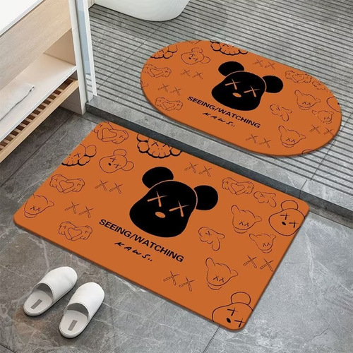 Diatomaceous Earth Bath Mat, Slip-Resistant Bathroom Mat, Modern Minimalist Cartoon Series Bathroom Entrance Soft Rubber Foot Mat