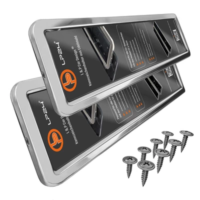 Plate Frame European License Plate Holder – License plate holder/license plate holder - stainless-steel-mirror-2-pieces-with-accessories