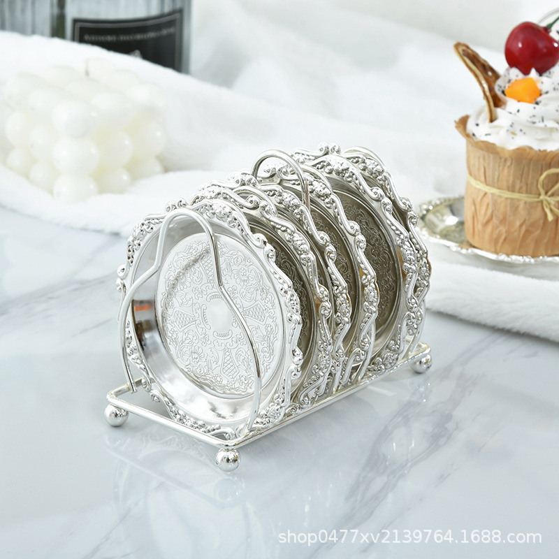 ケーキトート金属レリーフ小パレットins装飾皿レトロ茶カップトートジュエリー収納皿スナックケーキ皿|undefined