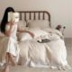French Cotton and Linen Color High-grade Sandy Yarn-dyed Bedding Large Lace Quilt Cover Bed Sheet Girl's Heart Light Luxury Vintage