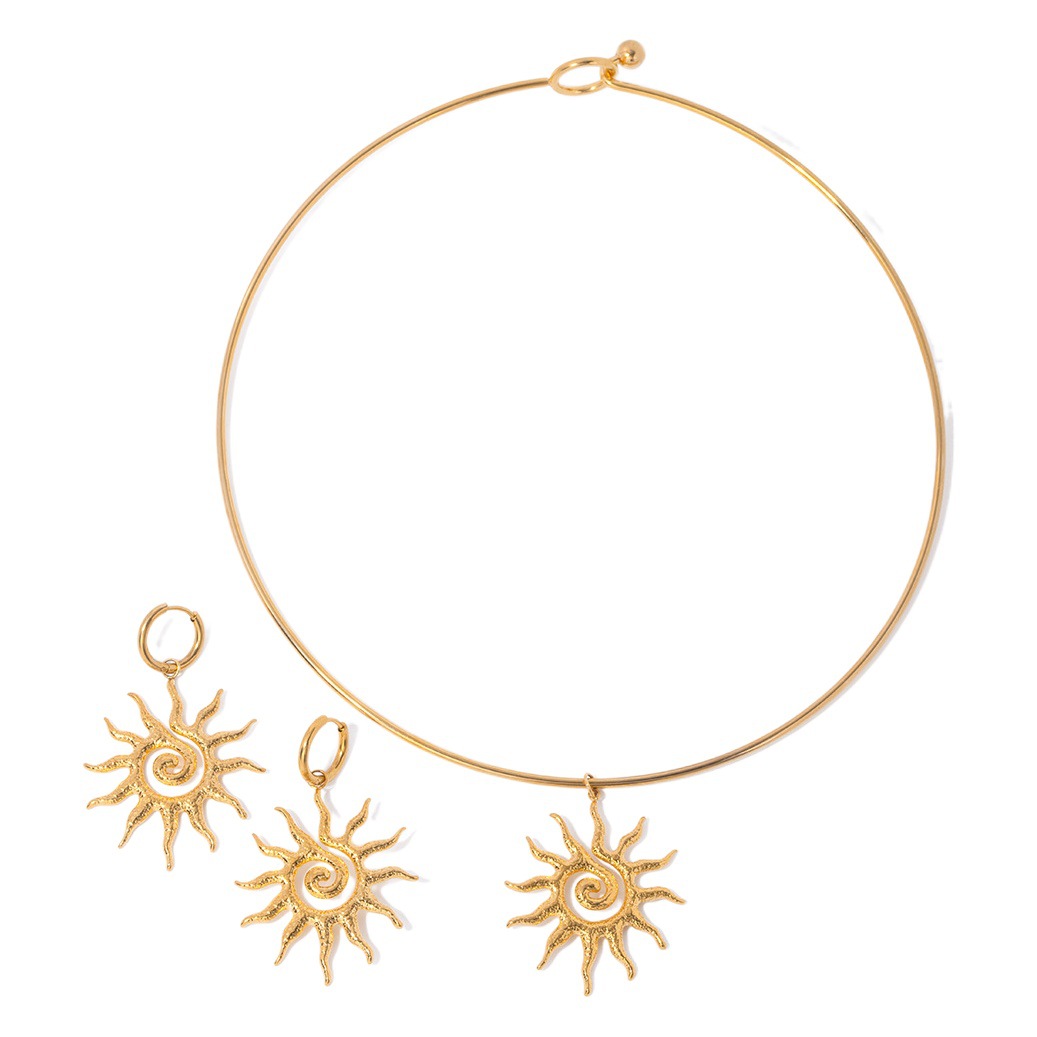 WX diseñador moda personalizada 18K oro espiral de acero inoxidable anillo girasol diseño sentido collar joyería para las mujeres