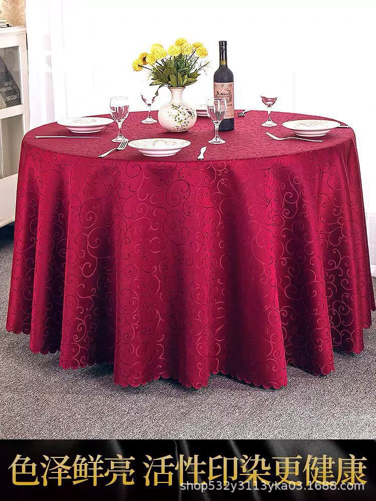 Large round table restaurant tablecloth hotel hotel banquet family can use round wedding European tablecloth table covers cross-border