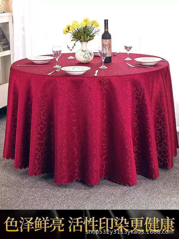 Large round table restaurant tablecloth hotel hotel banquet family can use round wedding European tablecloth table covers cross-border