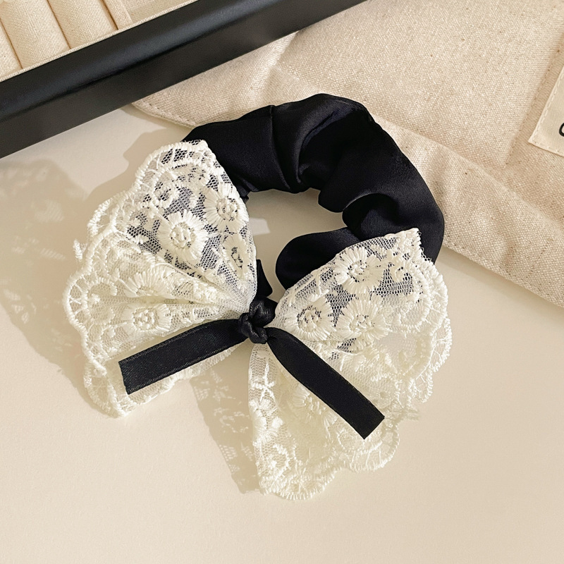 1 # lazo de pelo de encaje bordado de doble capa