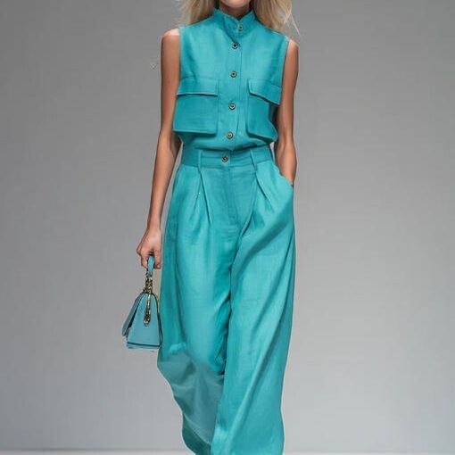 2026 Spring and Summer New European and American Style Fashionable Sleeveless Vest and Wide-Leg Pants Set for Women, Summer Casual High-End Two-Piece Set