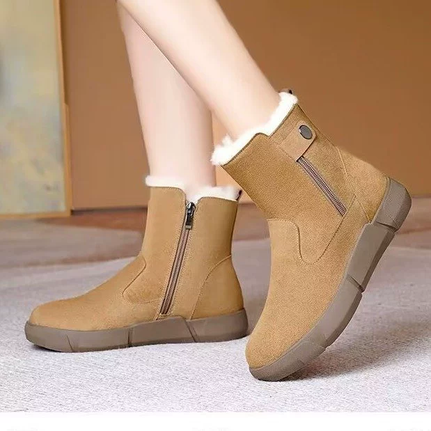 Keep warm non-slip shoes, low boots, plus size, Korean style