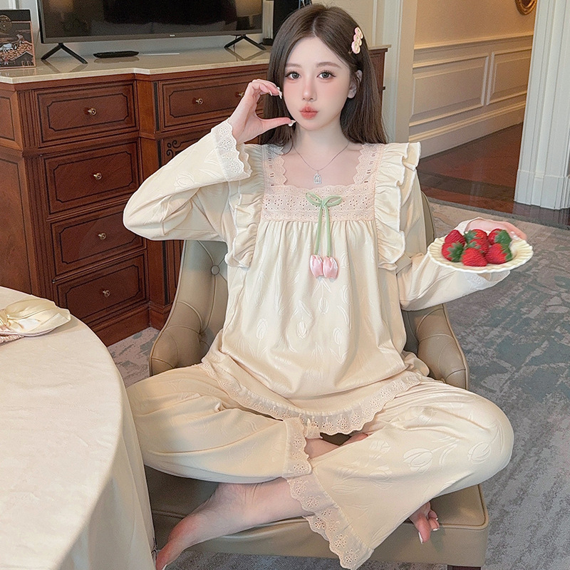 德绒睡衣女秋冬季新款韩系公主风长袖长裤宽松大码保暖家居服套装|undefined