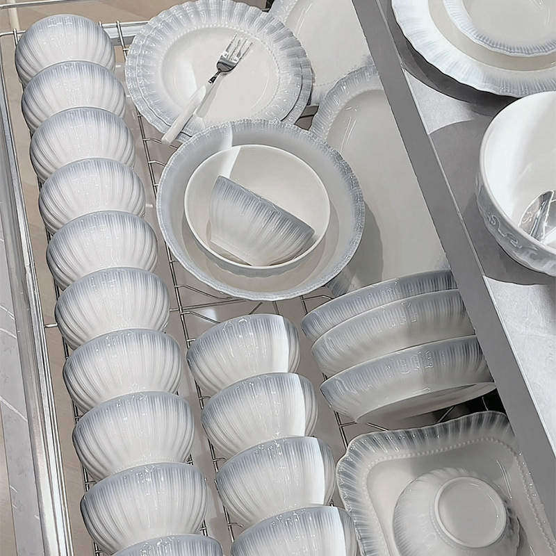 French Style Dishes suit Household 2024 New Style Tableware High Color Value Bowl Plate Housewarming New Residence Bowl Chopsticks Bowl Lace French Style Dishes suit Household 2024 New Style Tableware High Color Value Bowl Plate Housewarming New Residence Bowl Chopsticks Bowl Lace