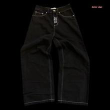 新款时尚高街国潮牛仔裤 潮流复古嘻哈休闲裤 炫酷印花情侣直筒裤