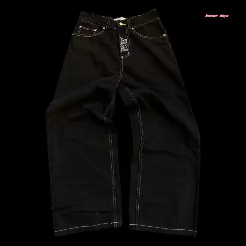 Новая мода High Street Guochao джинсы тренд ретро хип-хоп повседневные брюки прохладный принт пара прямых брюк