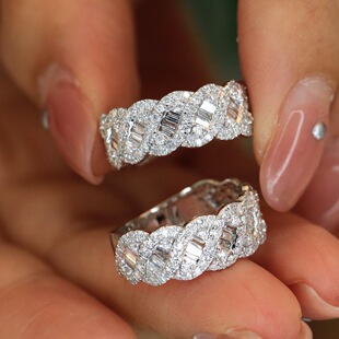 Light Luxury Exquisite Ins Style 18k Natural Diamond Ring Women's Fashionable Distinctive Trendy Micro-inlaid Adjustable Ring