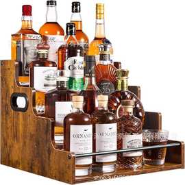 跨境酒瓶展示架适用于家庭酒吧乡村酒吧架台面威士忌多功能收纳盒