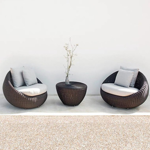 Hotel Courtyard Garden Rattan Sofa House Open-Air Balcony Leisure Rattan Chair Bed and Breakfast Outdoor Furniture Outdoor