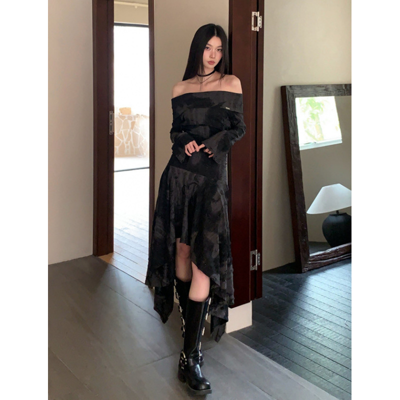 GraceChic In Stock Off-Shoulder Niche Wasteland Style Hot Girl Outfit Dress_voghion.com