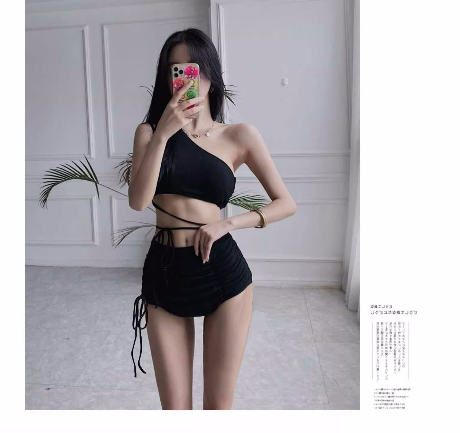 GraceChic HURUN Korean INS Sexy Strapless Tie Pure Desire Bikini Swimsuit Summer Small Chest High Waist Tummy Covering Swimwear_voghion.com
