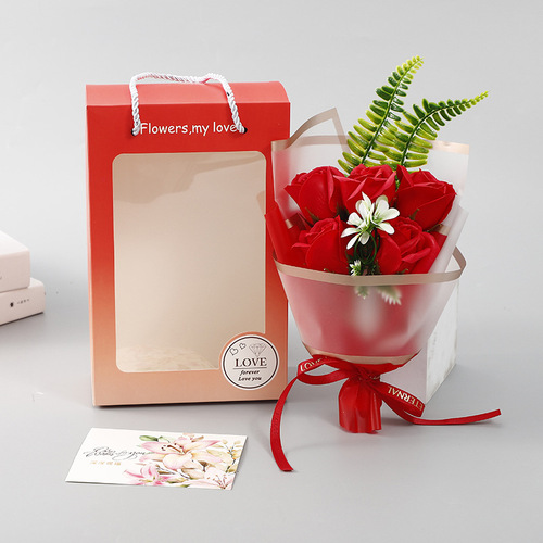 Mother's Day gift, portable 5 rose soap bouquet, event souvenir, Valentine's Day gift for girlfriend and best friend