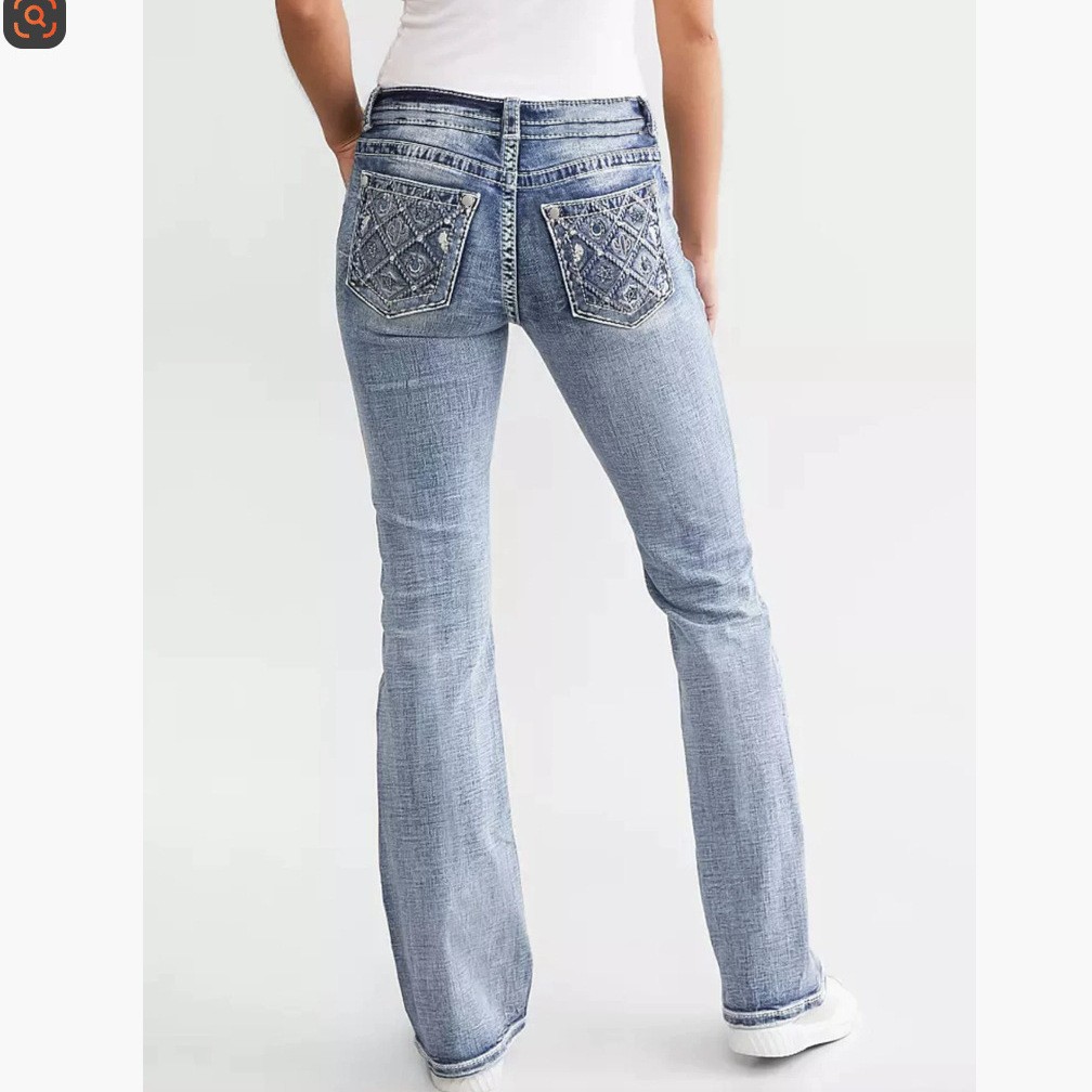 Women's Stretch Jeans Distressed Embroidered Flowers Slim Fit Casual Cotton Polyester Spring/Autumn Summer Wear_ecoleips.com