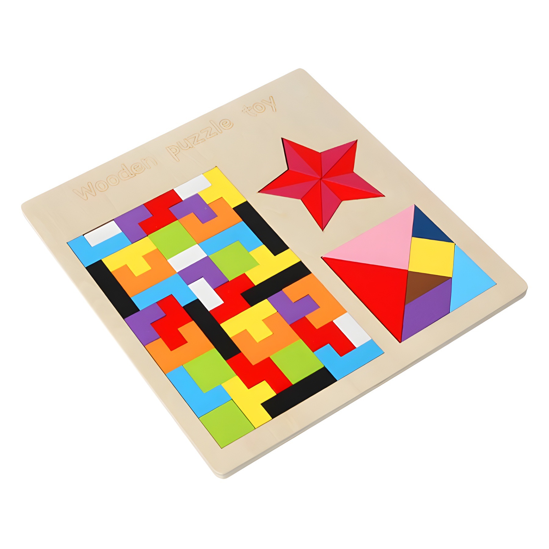 Juegos clásicos de madera Tetris Puzzle Bloques de construcción creativos Puzzle cognitivo Juguetes de madera