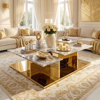 意式轻奢大理石茶几高端别墅豪华大平层设计师luxuryfurniture