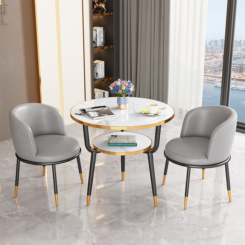 Fábrica directa de lujo ligero de recepción mesa y silla combinación de mesa de comedor de pequeño tipo de casa ocio leche tienda de té Negociación de café