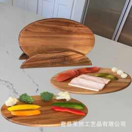 跨境木餐板厨房木制寿司板餐厅开胃菜熟食餐板带收纳支架派队托盘