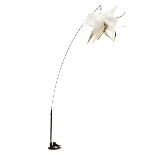 Peggy Cat Self-High Long Stick Cat Wands Steel Feather Bell Suction Cup Fixed Cat Interactive Toys