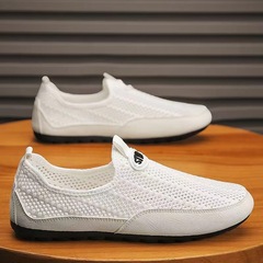 メンズシューズ夏フライウーブンメッシュスポーツとレジャー薄底メッシュシューズ男性用、柔らかい底、軽量労働保護カジュアルシューズ