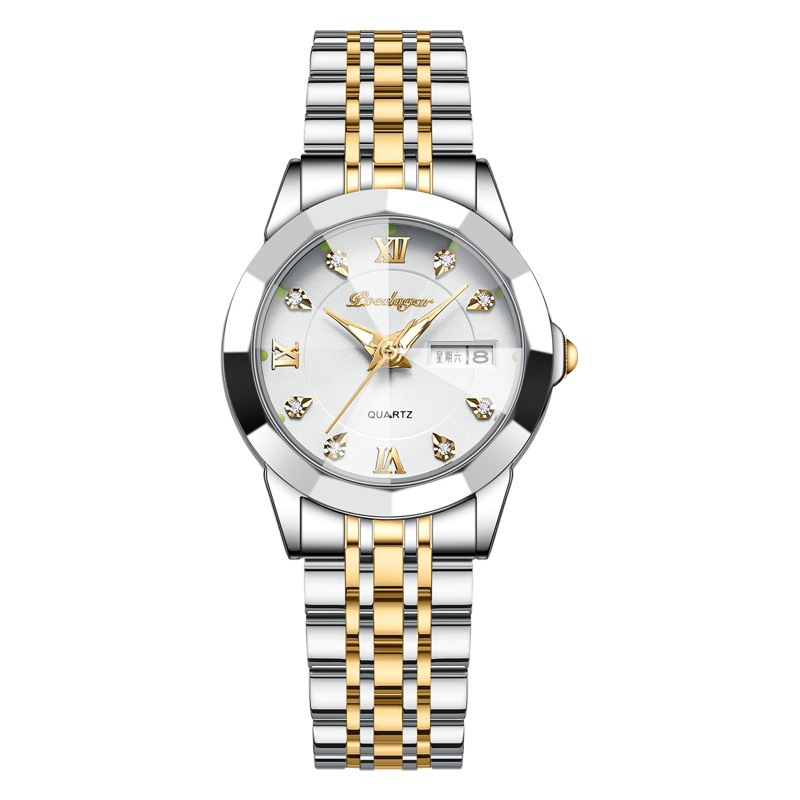 Reloj de mujer nuevo suizo impermeable luminoso doble calendario reloj mujer transmisión en vivo Comercio exterior popular entrega de una pieza