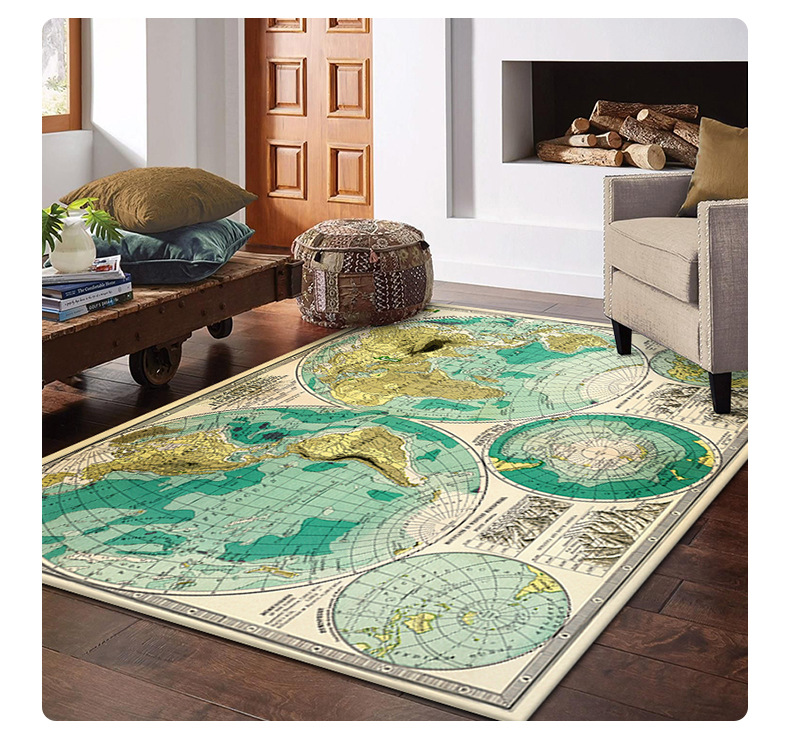 世界地图地毯,客厅地毯,卧室房间毯,亚马逊地毯,艺术地毯