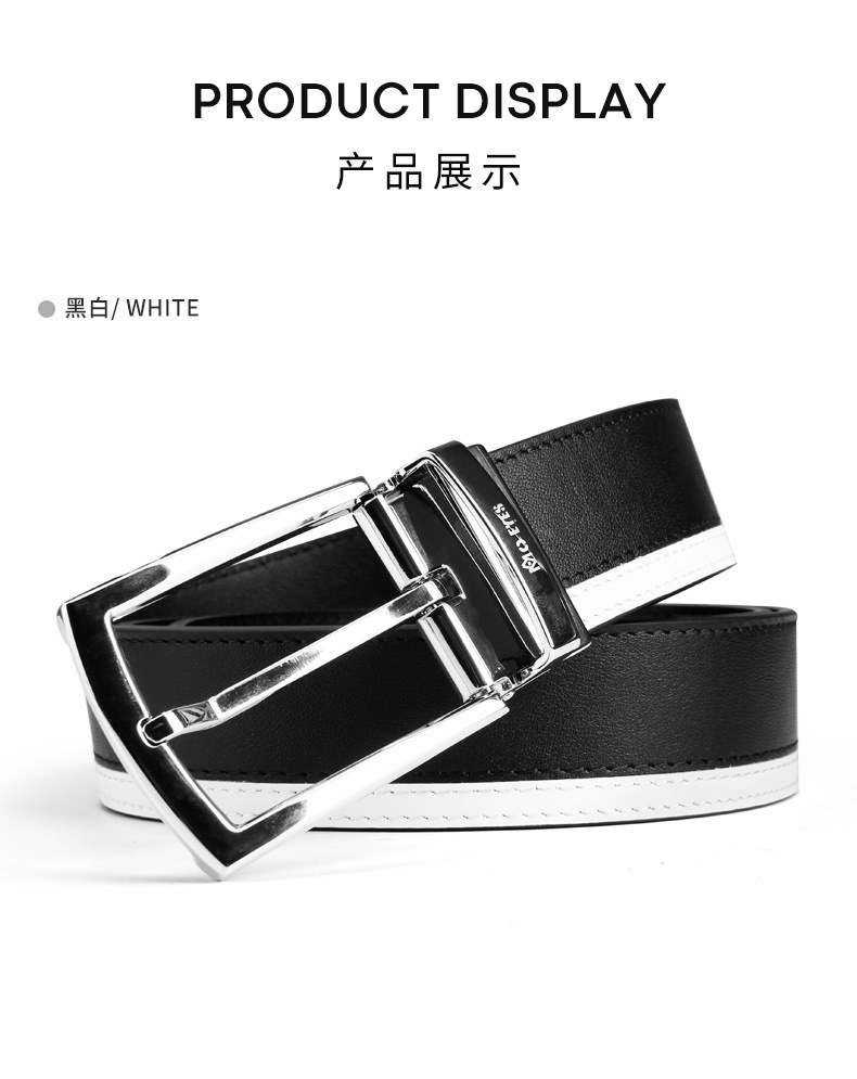 Thắt lưng da bò lớp đầu nam hai mặt xoay mắt ma thuật moeyes — M23PD001-Đen Trắng, M23PD001-Đen chi tiết 12