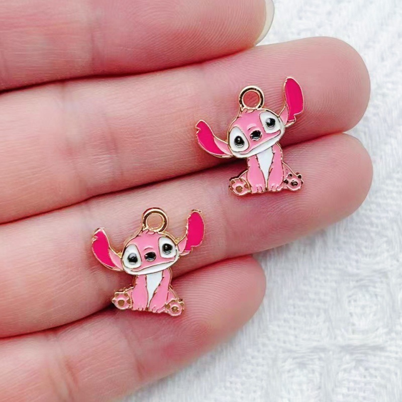 漫画かわいいステッチ DIY オイルドリップジュエリーアクセサリー合金ペンダントキーホルダーイヤリングネックレスペンダント|undefined