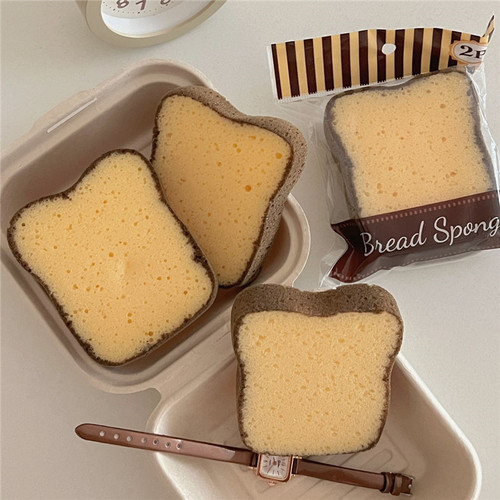 ins Japanese cute toast bread dish towel sponge rag cleaning sponge scouring pad kitchen rag