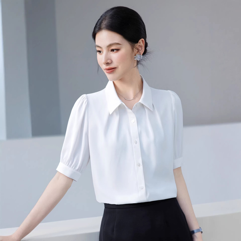 Women's Simple Short-Sleeved Shirts for Professional Wear, Spring and Summer Business Casual, Workplace Commuting, Interview Formal Wear Tops for Women