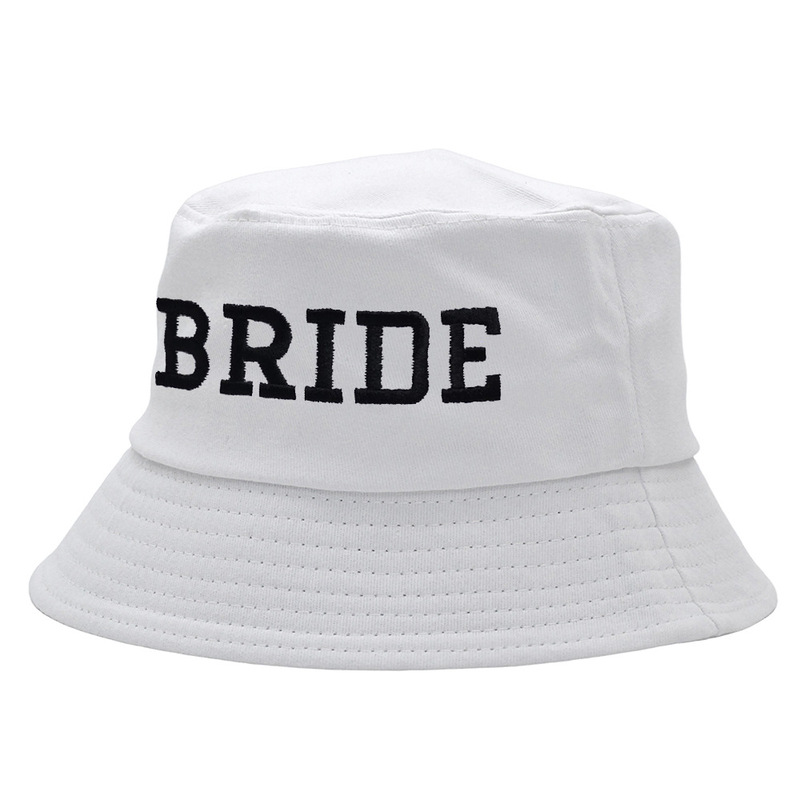 アマゾン独身パーティー花嫁漁師帽BRIDEアルファベット刺繍バケツ帽花嫁プレゼント白い帽子潮|undefined