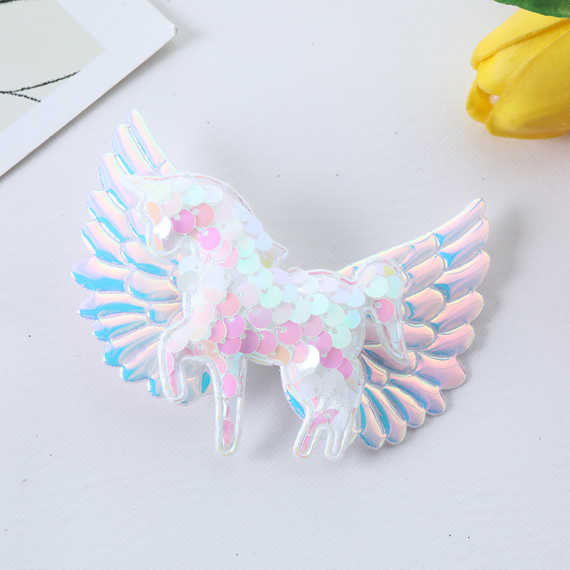20g Weight Hair Clip Hair Accessories Type 1 Piece Quantity Holiday, Daily Occasion Cartoon, Angel, Unicorn, Wings, Horse Pattern Women's Gender Sequins Design Cute Style Cute Women's Cartoon Angel Unicorn Sequins Hair Clip 8