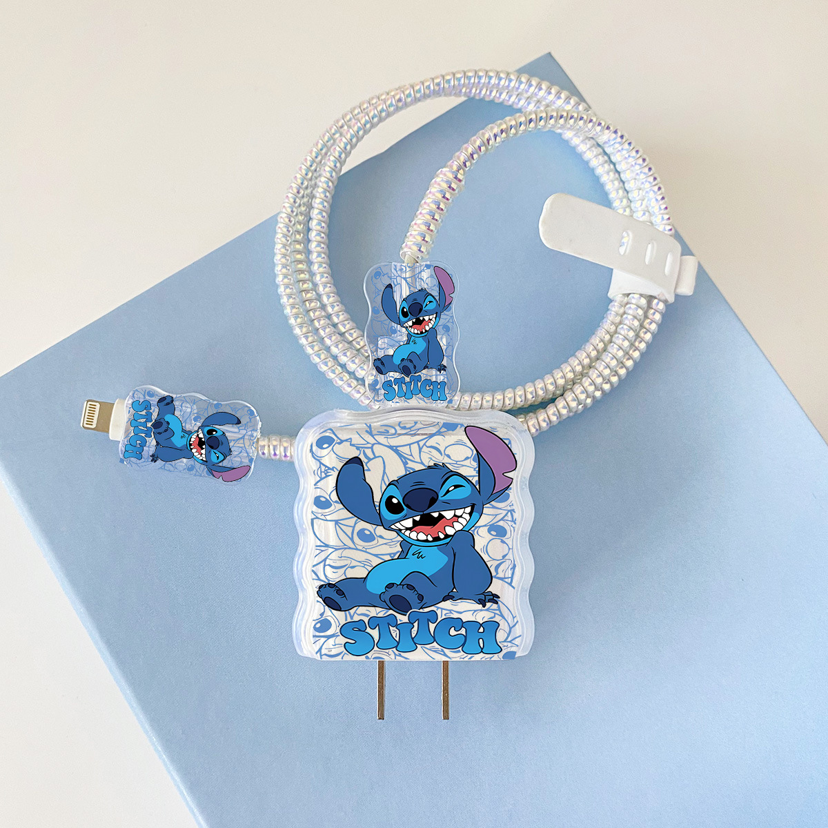 Apple 20w-A25 스티치 오버레이 헤드기어 + 물결선 클립 + 1m 레이저 흰색 로프 + 흰색 스트랩