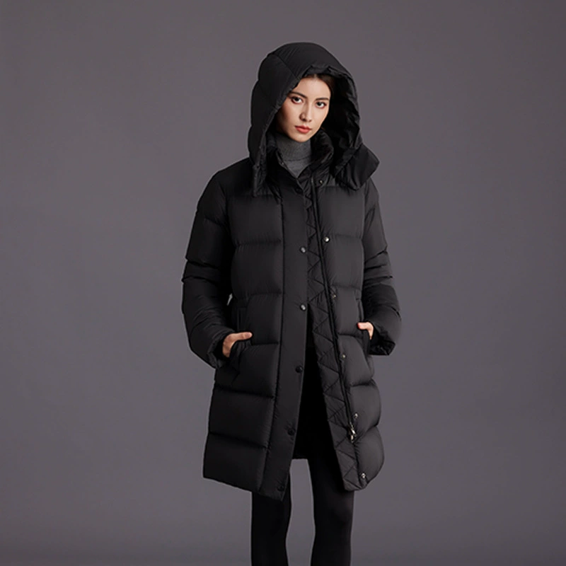2025 новая зимняя пуховая куртка для женщин с высоким наполнением, утепленная длинная куртка до колен, женская белая пуховая куртка из гусиного пуха, стройная куртка