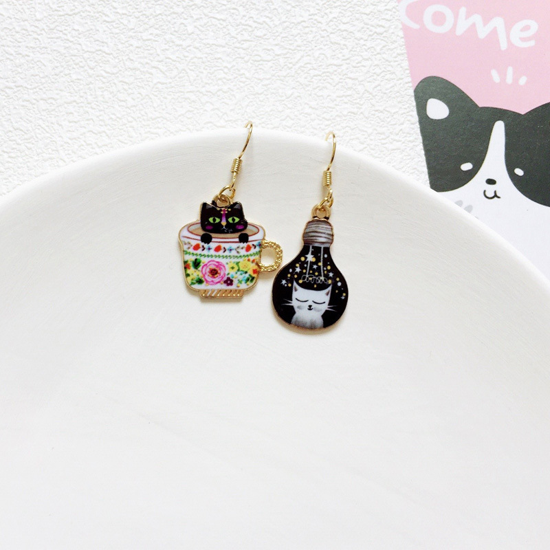 Cute Cat Metal Enamel Women's Drop Earrings 1 Pair display picture 7