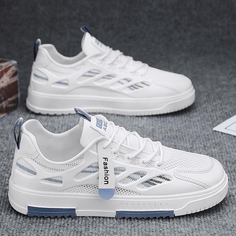 Breathable thin trend small white sneakers made of mesh