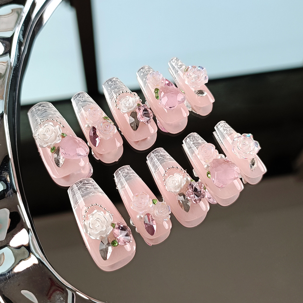 Inswind Advanced Phototherapy Hand Wear Uña Pure Rose Love Manicure Decimal Code 10 Pieces Uña Patches