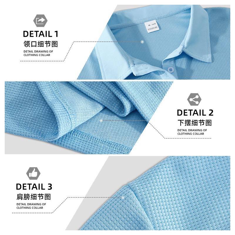 Nueva camiseta polo tipo waffle para hombre, estilo europeo y americano, transfronteriza, de Amazon, para verano, con botones, informal, deportiva.