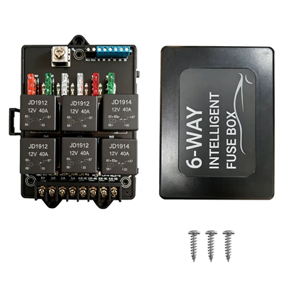 Automotive relay fuse box Power supply, ignition system accessories - 6-way-automotive-smart-relay-fuse-box